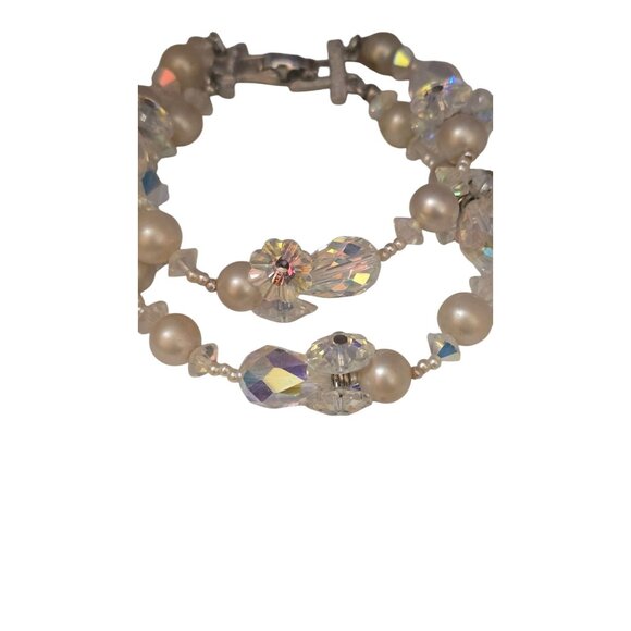 Vendome Pearl Crystal And Rivoli Double Strand Bracelet (A4517) - Picture 3 of 5